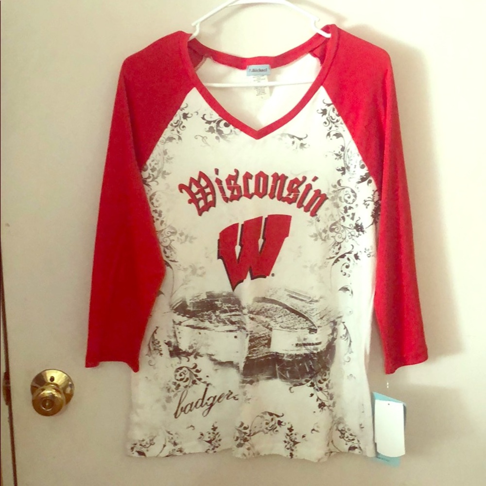 Ladies Wisconsin Badgers Mid Sleeve Tshirt Tee